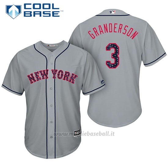 Maglia Baseball Uomo New York Mets 2017 Estrellas y Rayas Curtis Granderson Grigio Cool Base